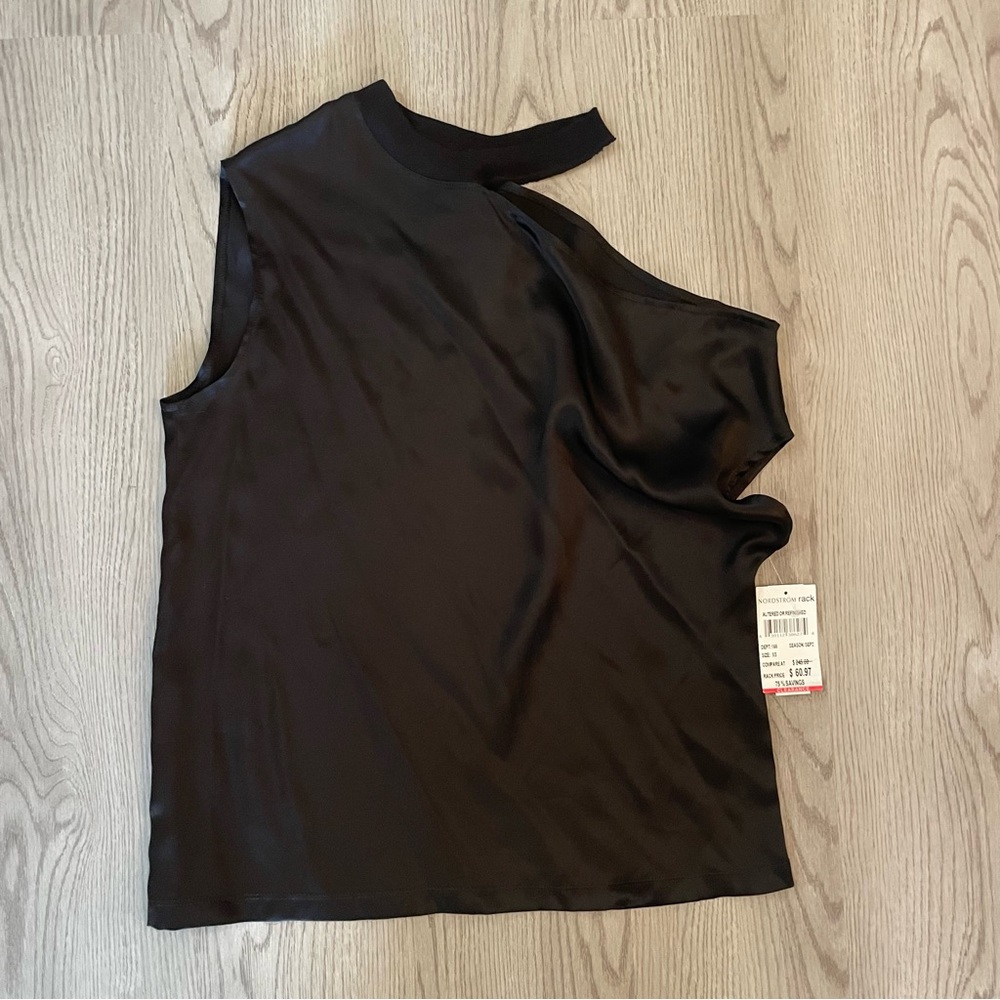 RtA Axel Tee Black Silk Off the Shoulder Top